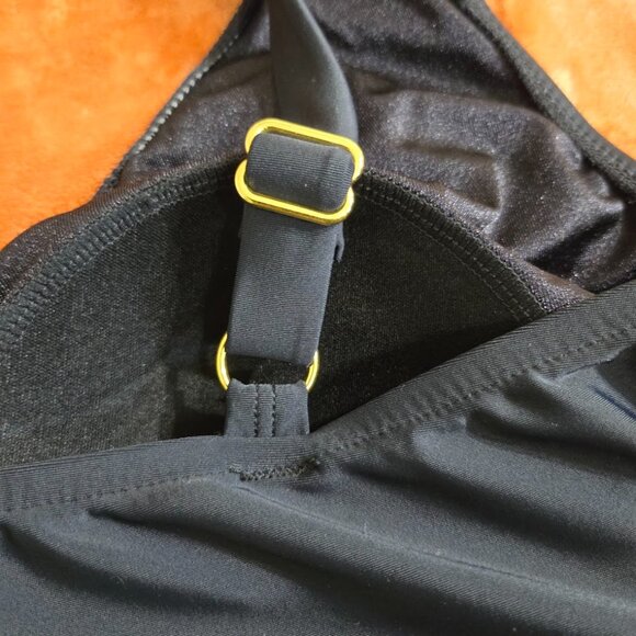 Black Ruched One-Piece Swimsuit Size 16W NWT - Picture 8 of 10